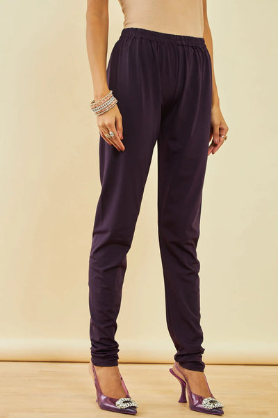 Dark Wine Purple Georgette Beadwork Embellished A-Line Chudidar Suit Set with Shrug