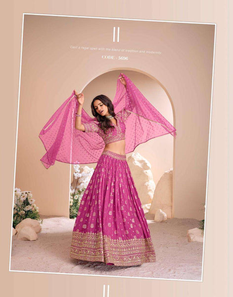 Pink and Gold Lehenga Choli Set