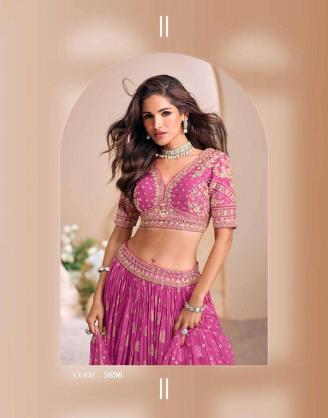 Pink and Gold Lehenga Choli Set