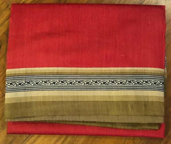 Soft Red Handloom Silk Saree