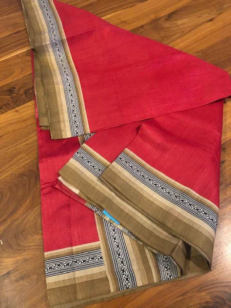 Soft Red Handloom Silk Saree