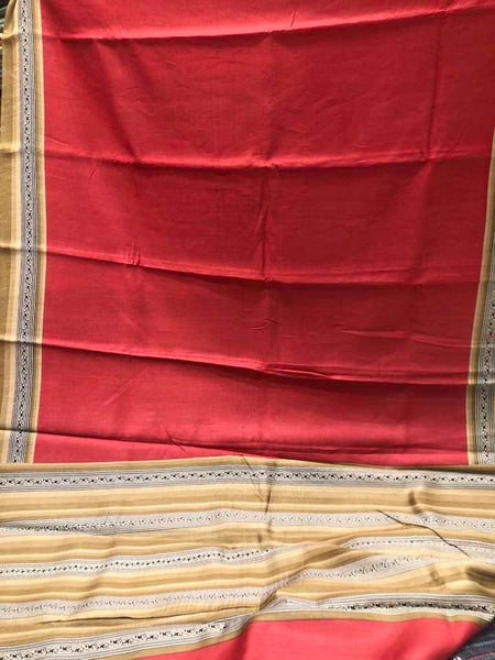 Soft Red Handloom Silk Saree