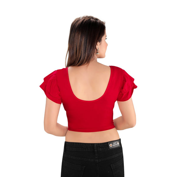 Red Cotton Stretchable Blouse (A-74)