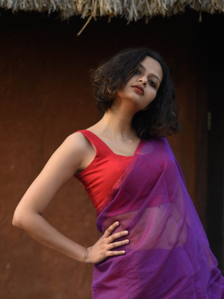 Feisty Red Cotton Sleeveless Ready Made Blouse