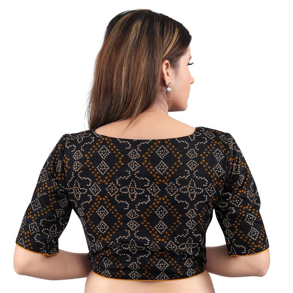 Black Bandhani Printed Cotton Readymade Blouse