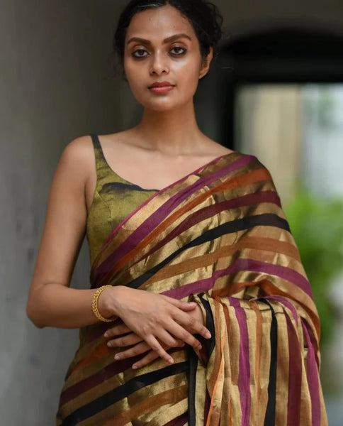 Readymade Stunning Gold Blouse Made of Polyester