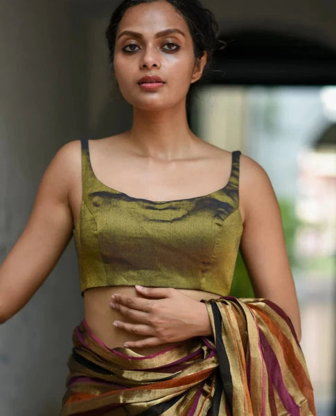 Readymade Stunning Gold Blouse Made of Polyester