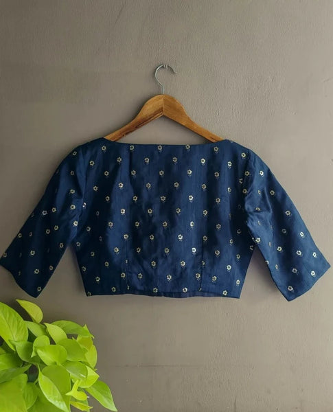 Readymade Shimmering Polyester Navy Blue Blouse