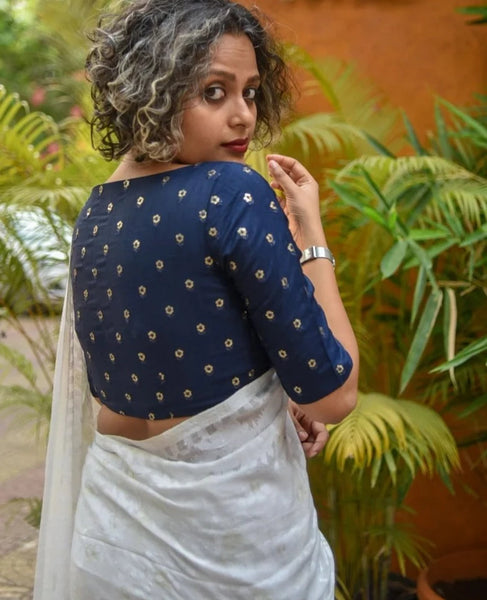 Readymade Shimmering Polyester Navy Blue Blouse