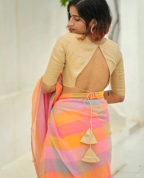 Readymade Stunning Beige Gold Tissue Silk Blouse