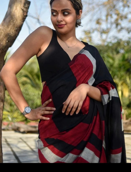 Black Cotton Sleeveless Readymade Blouse