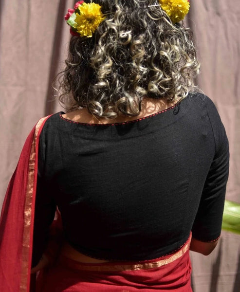 Black Cotton Readymade Blouse