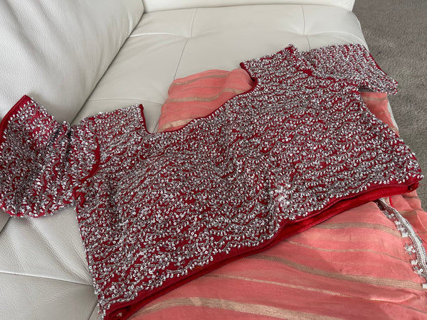 Red Sequin Stitched Blouse