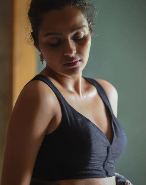 Black Cotton Sleeveless Readymade Blouse