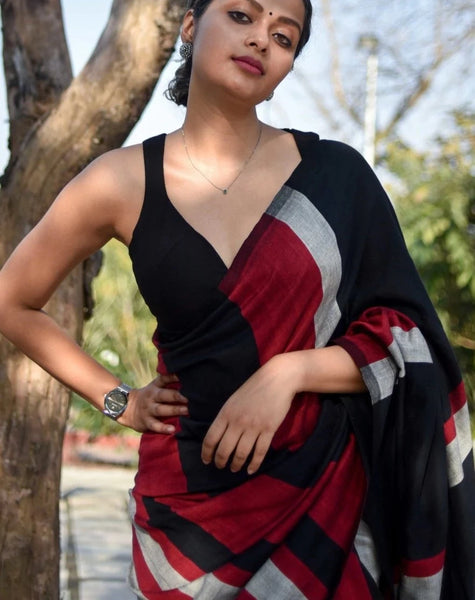 Black Cotton Sleeveless Readymade Blouse