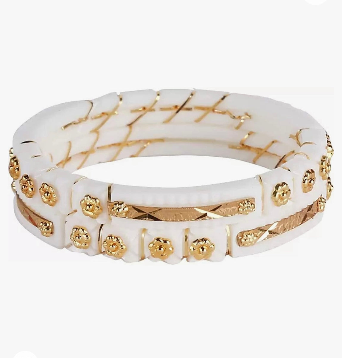 White Gold Shakha Pola Bangle Set ShopBollyWear.Com