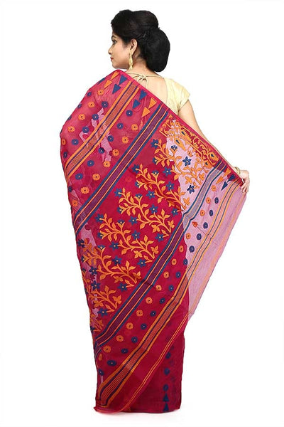 Rani Pure Resham Cotton Jamdani Saree