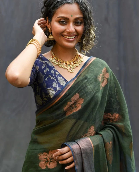 Readymade Beautiful Blue Silk Blouse With Elegant V-neck Design