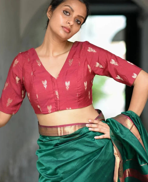 Readymade Gorgeous Red Poly-Cotton Blouse