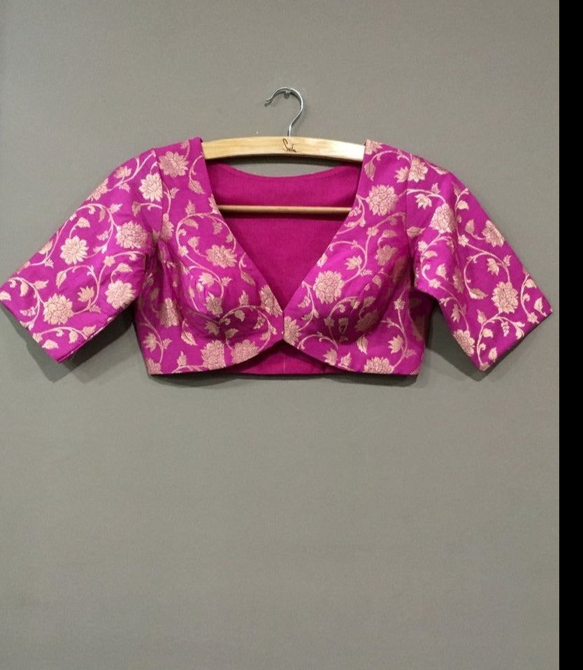 Pink Silk Brocade Readymade Blouse –