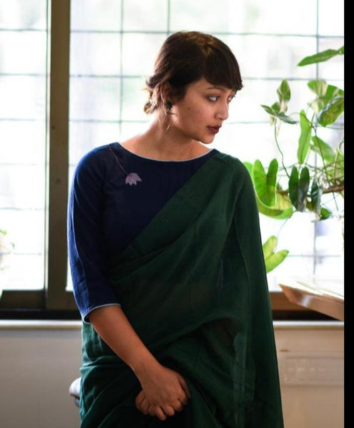 Green Mul Mul  Cotton Saree