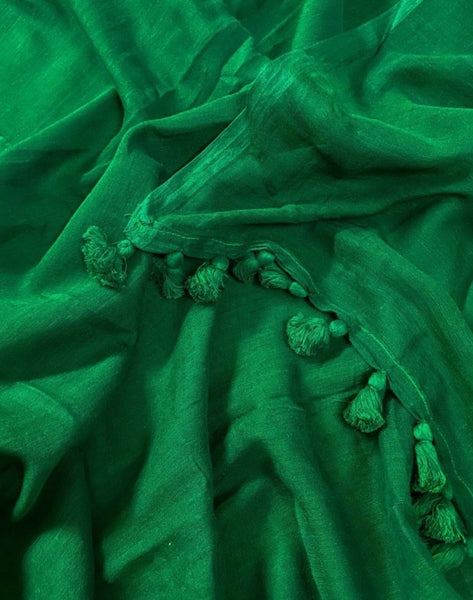 Green Mul Mul  Cotton Saree
