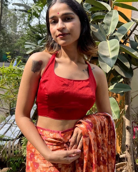 Readymade Stunning Reversible Red & Pink Blouse