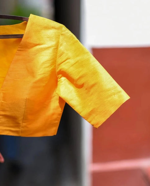 Readymade Beautiful Mustard Blouse Made of Artificial Silk