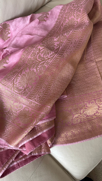 Pink and Gold Soft Mashru Silk Saree