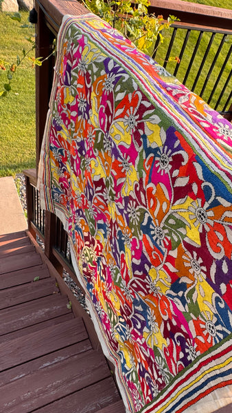 Pure Tussar Silk Kantha Stitched Embroidered Saree