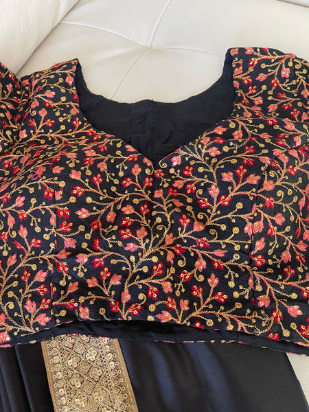Black Multicolor Embroidered Blouse