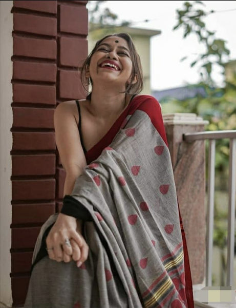Pure Handloom Cotton Rain Drop Saree