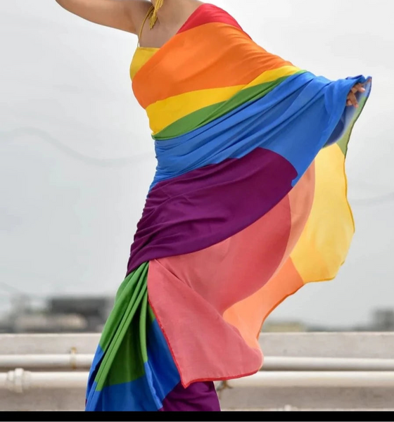 Multicolor Rainbow Modal Viscose Saree