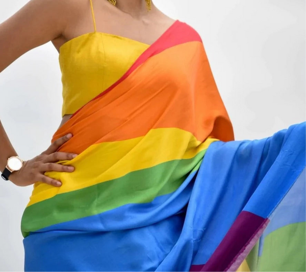 Multicolor Rainbow Modal Viscose Saree