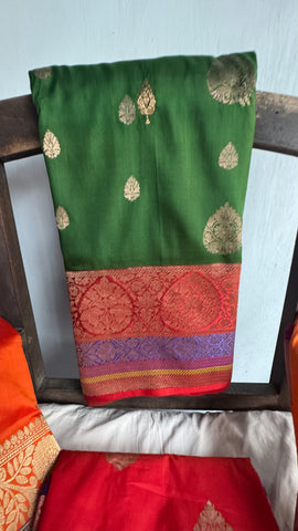 Katan Silk Banarasi Saree in Green