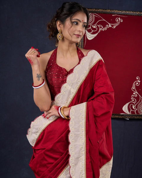 Cotton Silk & Hakoba Combination saree with beautiful Scallops