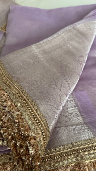 Lavendar Lilac Purple Tissue Banarasi