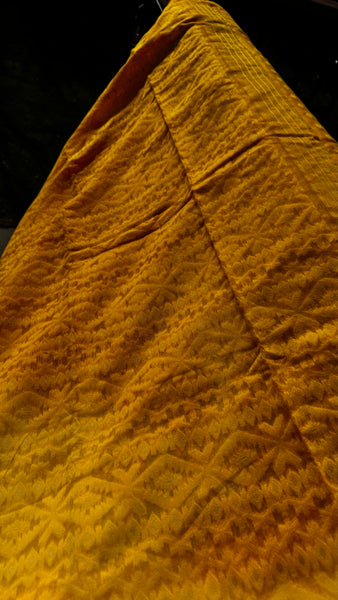 Yellow Jamdani Saree with Traditional Woven Design
