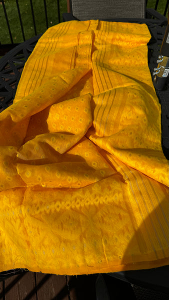 Yellow Jamdani Saree with Traditional Woven Design