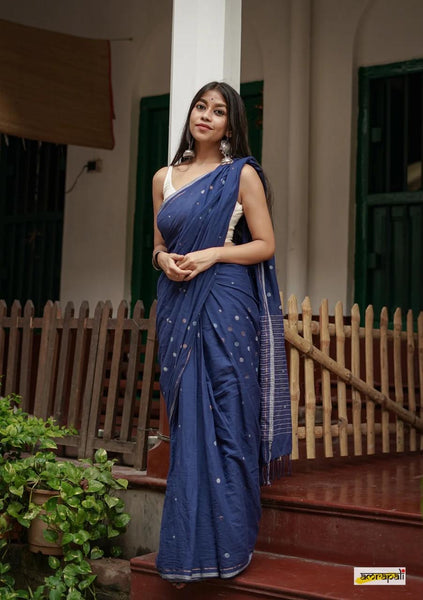 Blue Cotton Handloom saree