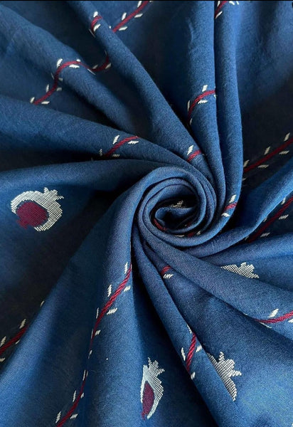Blue Pure Cotton Saree with Weaving