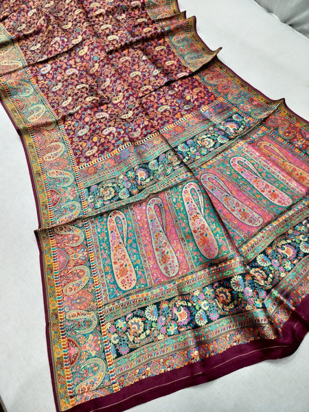 Magenta Mauve Pashmina Kani Silk Saree