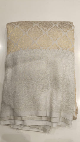 Gold and Silver Brocade Banarasi Silk Saree