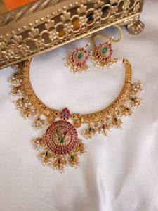 Mangli hasli gold plated necklace earring set