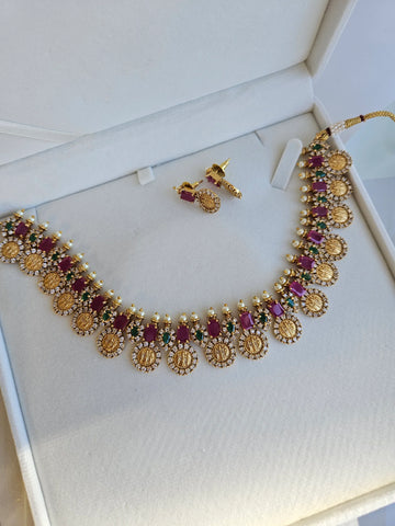 Bhani Ruby goldplated statement choker necklace set