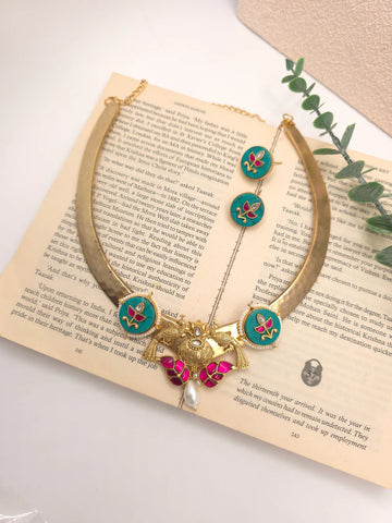 Alicia fusion polki hasli necklace set