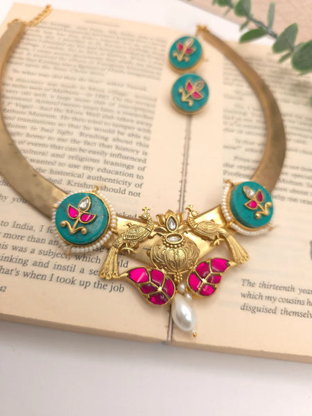 Alicia fusion polki hasli necklace set