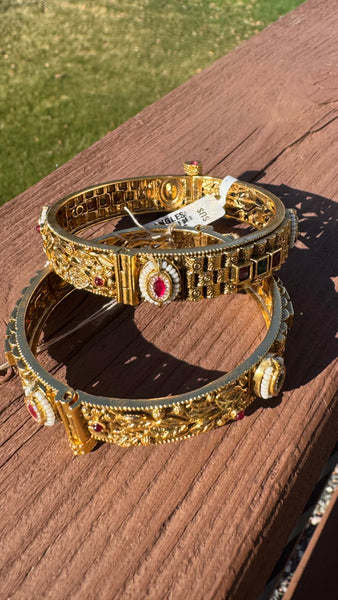 Openable Rajwadi Gold Indian Kada Bangles