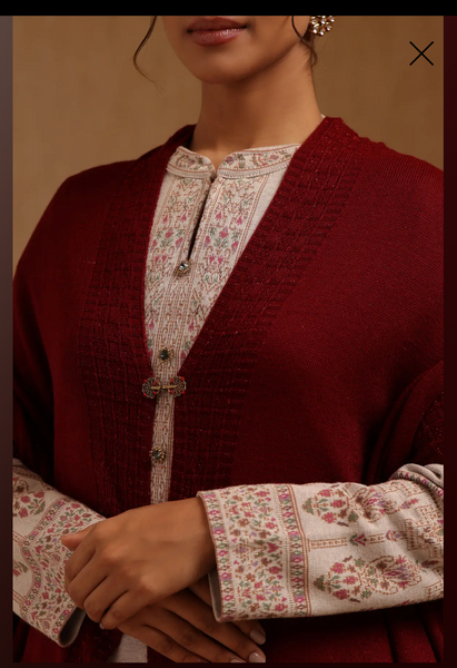 Maroon Acrylic Knitted Shawl