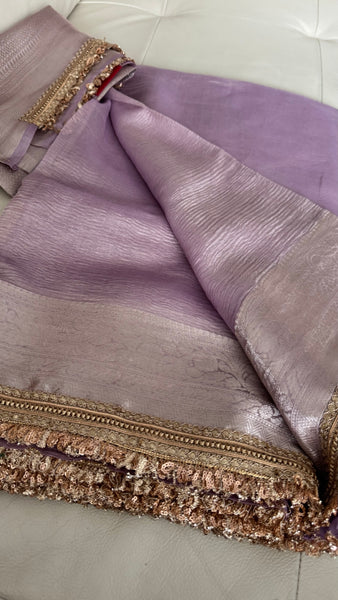 Lavendar Lilac Purple Tissue Banarasi
